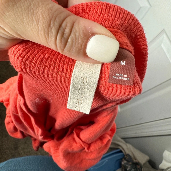 PILCRO Urban Outfitters Coral‎ Orange Ruffle Side Hi-Low Sweater Size Medium - Picture 6 of 10